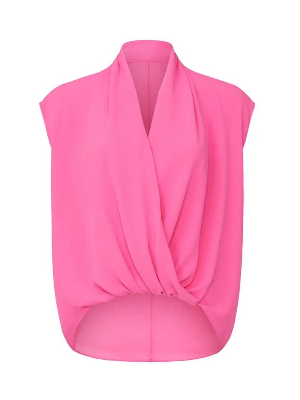 Trina Turk Concourse 2 Draped V-Neck Cap-Sleeve Top Size XS/ Small Hot Pink - Picture 4 of 11